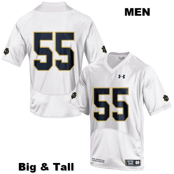 Men's NCAA Notre Dame Fighting Irish #55 Jarrett Patterson Stitched College Under Armour Authentic White Big & Tall No Name Football Jersey NQ10I21WH